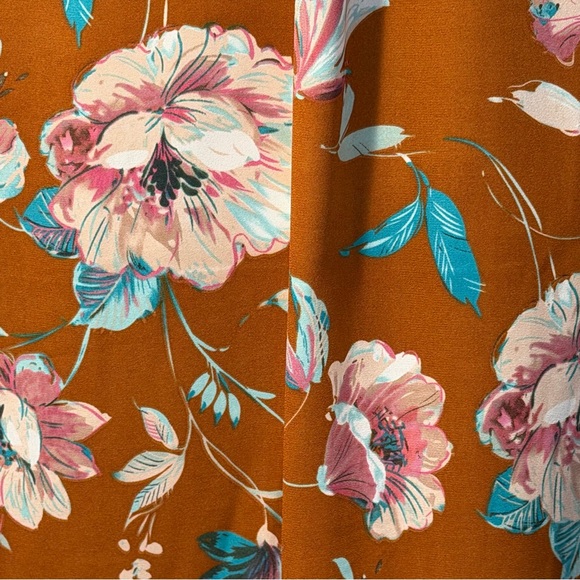 NWT Daniel Rainn XXL Copper Rust Foral Ruffle Cap Sleeve Blouse - Picture 8 of 9